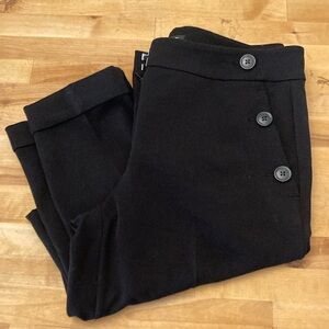 Ann Taylor Loft button pocket straight leg work pants with cuffed hem